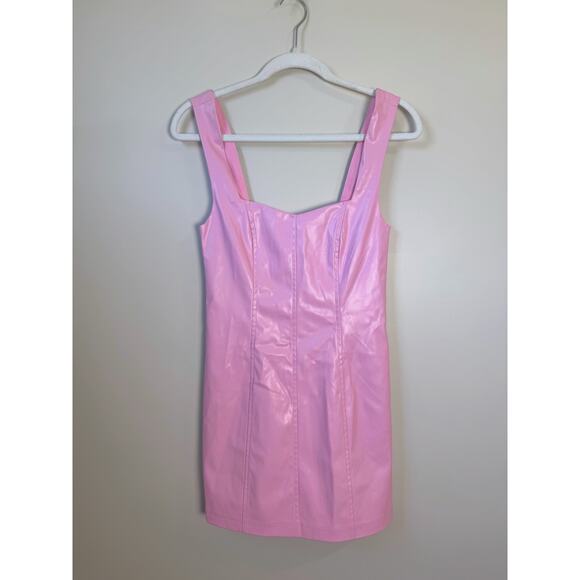 NEW‎ NWT Show Me Your Mumu Woods Mini Dress Pink Faux Leather Size XS - Picture 2 of 5